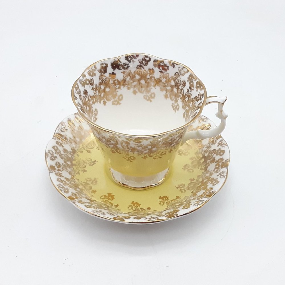 Yellow Tea Cup & Saucer by Royal Albert Cascade Series